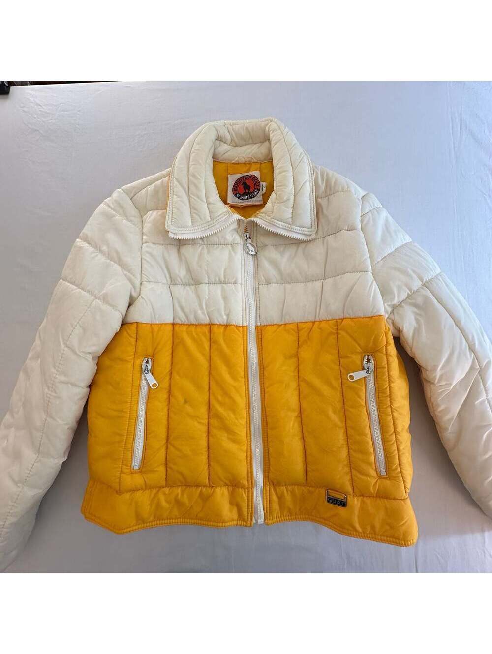 Mountain Coat by White Stag Vintage Colorblock Puffer Jacket Size L Yellow and E